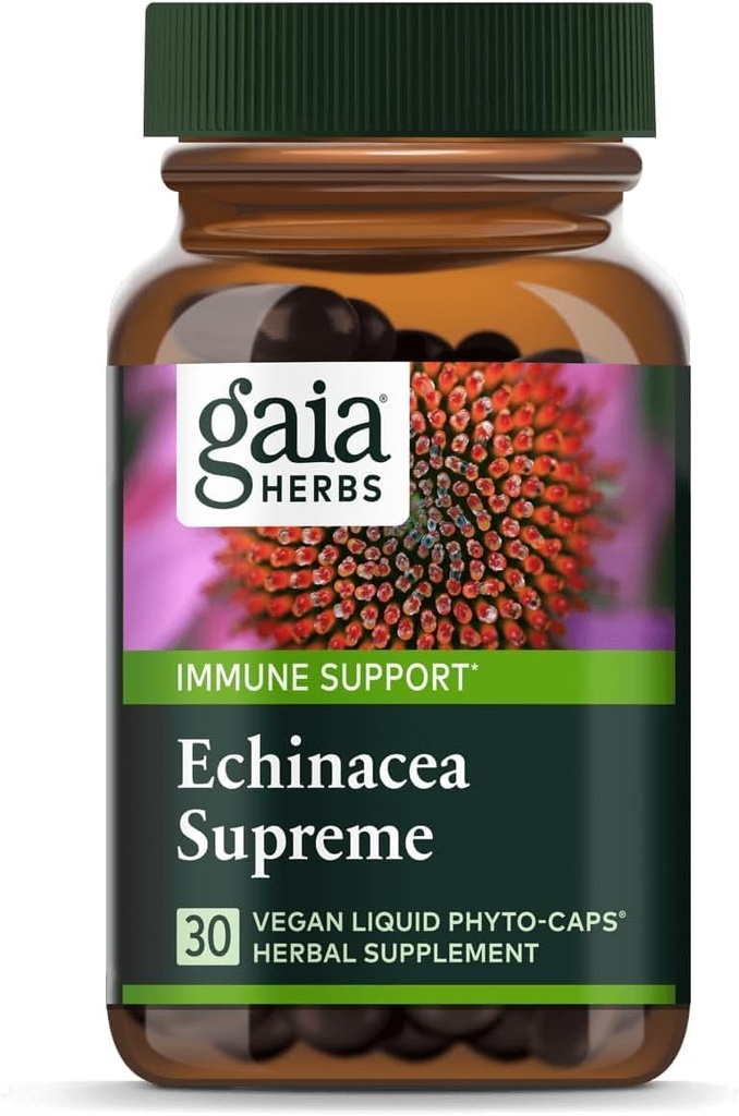 Gaia Herbs Echinacea Supreme - Imunska podpora dodatek - Echinacea Purpurea & Angustifolia Mešanica za podporo imunskega sistema - 30 Veganski tekoči Phyto-Capsules (15-dnevna oskrba)