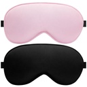 Silk Flat Sleep Eye Mask for Men Women, Non-3D, Black & Pink
