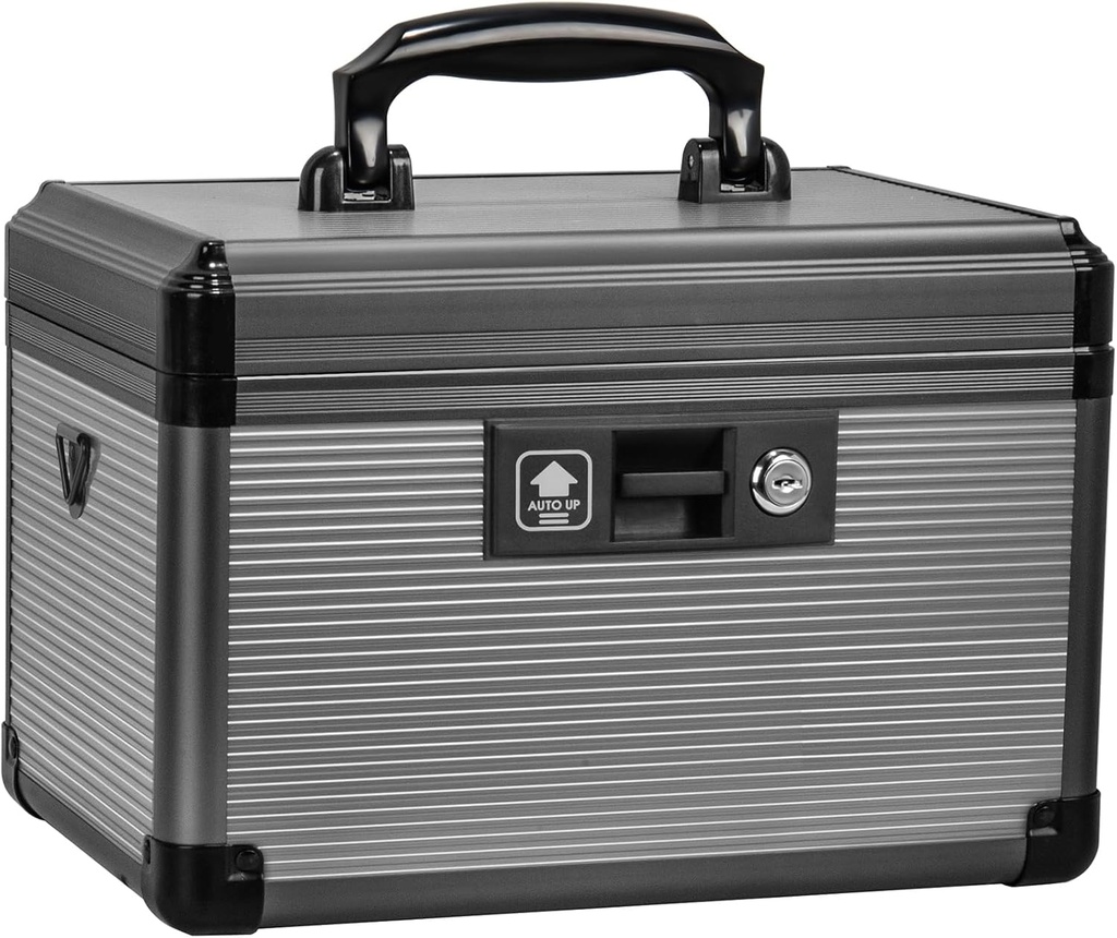 Medicina Lock Box s ključem, Alluminum Alloy Box for Medication,Prva škatla za pomoč z odstranljivim pladnjem za shranjevanje zdravil in tablet za dom, črna 12 * 7,68 * 7,87 Inch