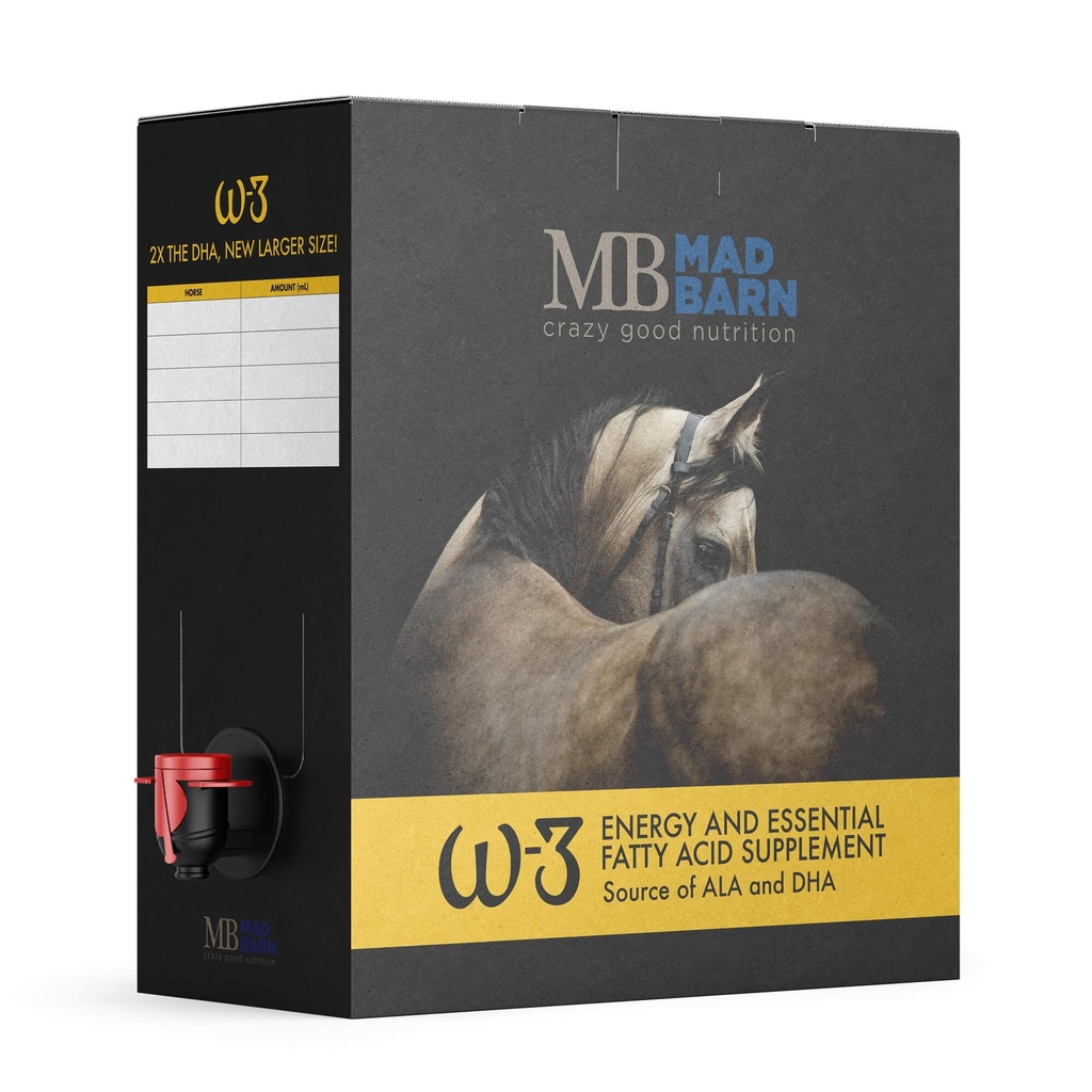 Mad Barn - W-3 Oil 5 L with Omega-3 DHA & Natural Vitamin E | Fat Supplement for Horses | Supports Healthy Skin & Shiny Coat