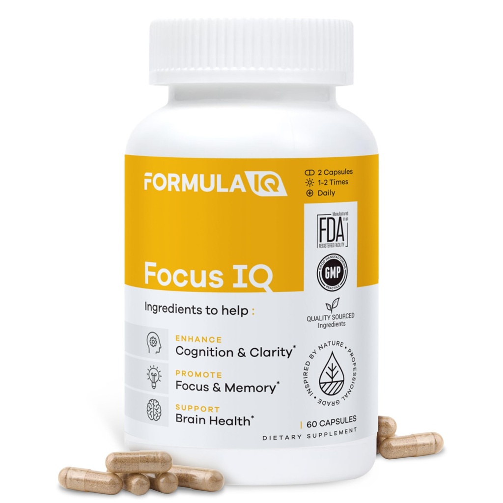 Formula IQ - Fokus IQ - Možganski dodatki za spomin in fokus - Spominski dodatki - Kognitivna podpora - 60 kapsul