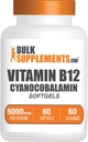 BulkSupplements.com Vitamin B12 5000 mcg Softgels - kot Cyanocobalamin, Vitamin B12 Dodatki, za energetsko podporo - Gluten Free, 1 Softgel na Serving, 60 Število (Pack od 1)