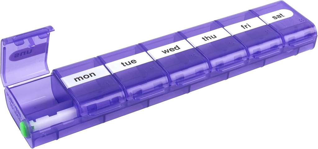 EZY DOSE Weekly (7-Day) tablete primer, Medicine Planner, Vitamin Organizator Box, X-veliko zaklepanje Kompartmenti za varno predpisovanje in preprečevanje nenamerno razlitje, Barva maj Vary