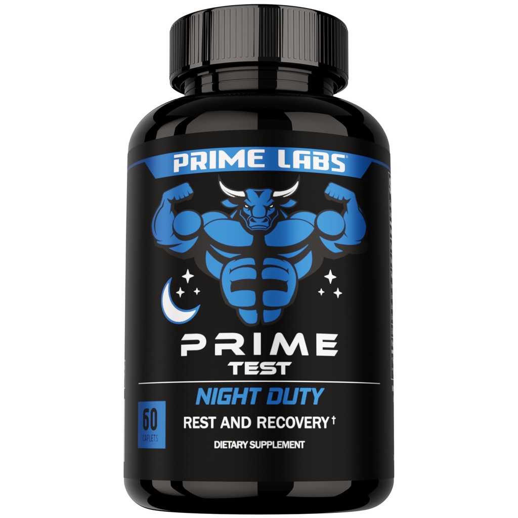 Nočna dolžnost Prime Labs - nočni testosteron Booster in podpora za spanje - PM Rest & Muscle Recovery Supplements - 60 Count