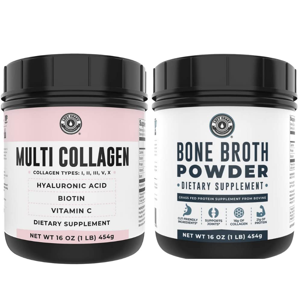 Left Coast Performance Pure Bone Broth in multi kolagen prahu za skupno, lase, kožo, in nohti podporo