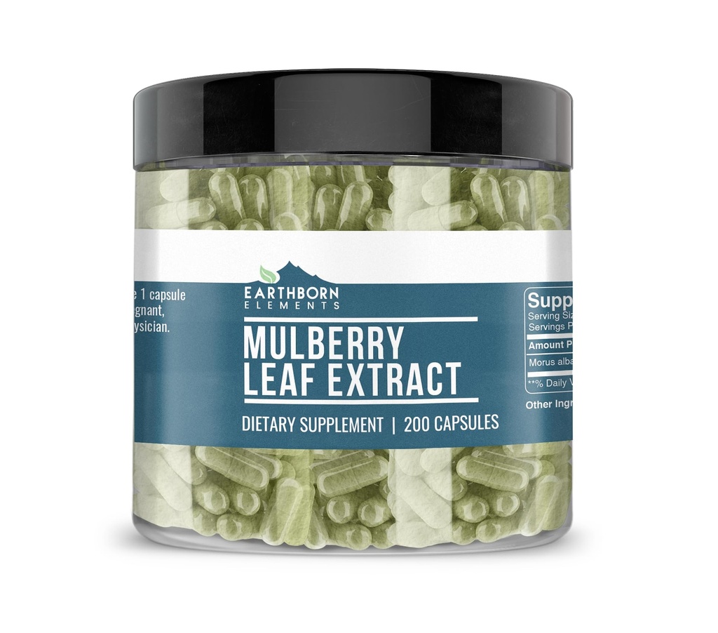 Elementi iz listov bele mulberry Extract 200 kapsul, čisti in nerazredčeni, brez dodatkov