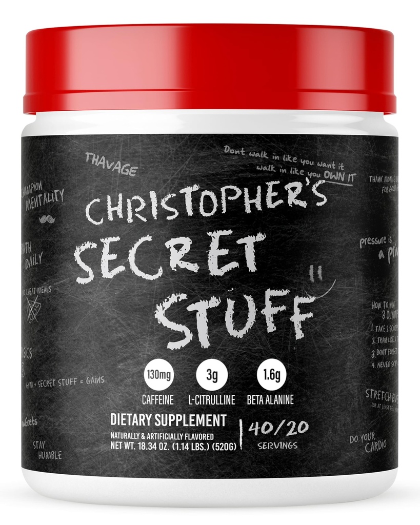 RAW Christopherjeve tajne stvari pred treningom powder, tavage (okusi, kot je zmaga) - Chris Bumstead CBUM Preworkout dodatek za moške in ženske - delo ven, hidracija in energija - 40 Služabniki