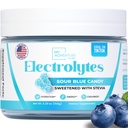Nič sladkorja - Sour Blue Candy elektroliti v prahu - osvežilna Hidracija - Kofein brez energije - vse naravne sestavine - Vegan, Keto & Paleo - Sladkor brez elektrolita v prahu mešamo - 30 Strežnice