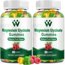 Magnezij Glycinate Gumies 400 - Magnezij dodatek za spanje,Stres & mišice Relief Calm Magnezij žveči za odrasle in otroke z vitaminom D, B6 sadni okus, Vegan, 2 paketi