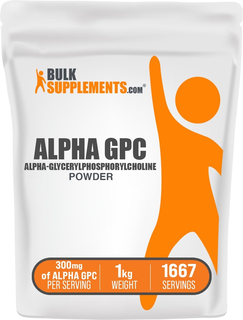 BulkSupplements.com Alpha GPC Powder - Choline Supplements, Alpha GPC 300mg - Unflavored & Gluten Free, 600mg na Serving, 1kg (2,2 lbs) (Pack of 1)