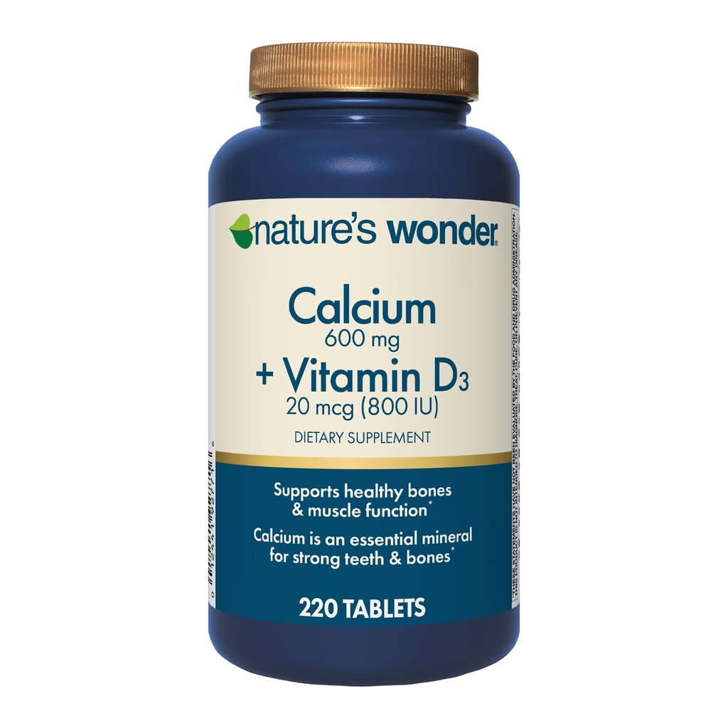 Narava čudežni kalcij 600 mg z vitaminom D3 20 μg za zdravje kosti, 220 tablet