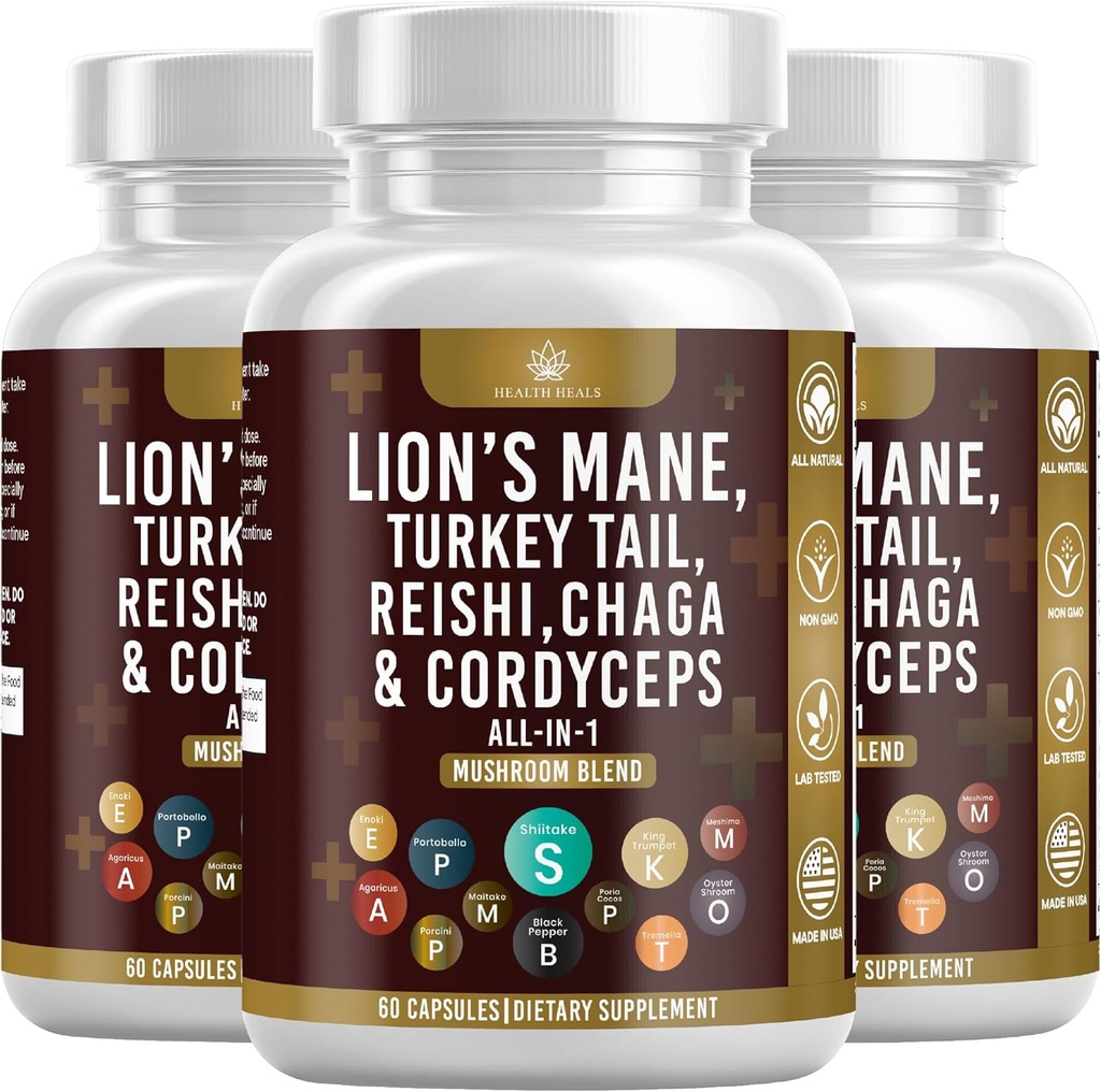 Dodatek gob z levjo grivo Turčija rep Reishi Cordyceps Chaga Marshmallow koren - 180 grof