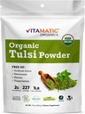 Vitamatski Certified USDA Organic Tulsi (Sveti Bazilij) Prašek – 1 funt (16 Ounces) – Adaptogen Herb za stres, Imuniteta in splošno Wellness