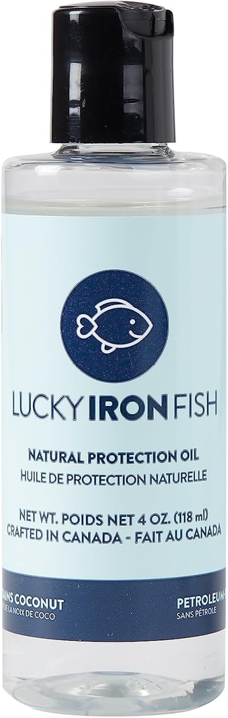 Lucky Iron Life ® Natural Protection Oil, 4oz - Nanesite na svojo Lucky Iron Fish ali List za vzdrževanje, zaščito in preprečevanje rust - Vegan, izdelan s Pure Coconut & Lemon Oils