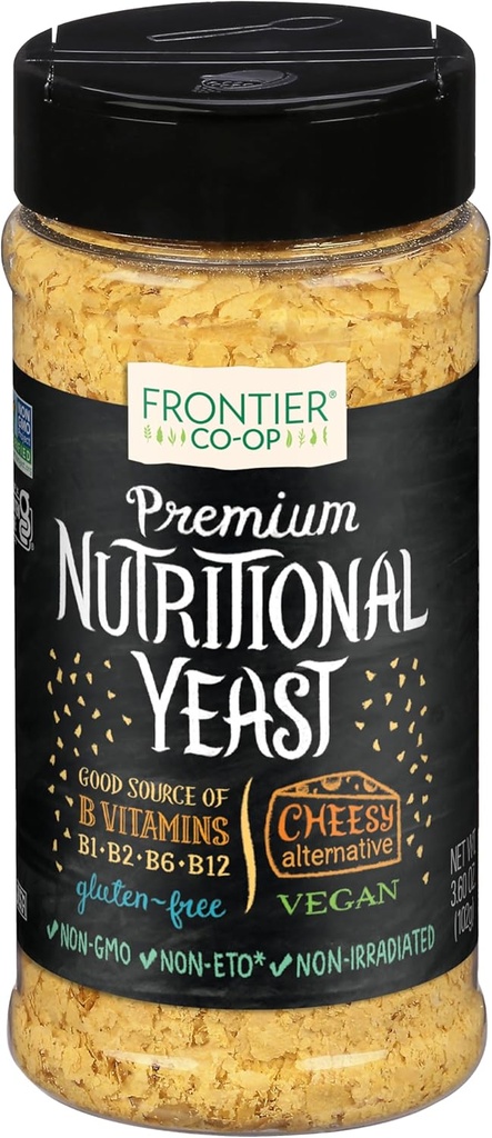Frontier Co-op Premium Nutritional Yeast Flakes, 3.6 oz z vitaminom B12 - Za pokovko, prigrizke, testenine in juho