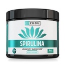 Zhou Spirulina Powder - modra zelena Spirulina Superhrana za ženske in moške z veganskimi proteini, klorofilom in fikocianinom za gladko energijo in dolgo življenjsko dobo, pijača Mix za napitke - 6 oz Jar (48 Servings)