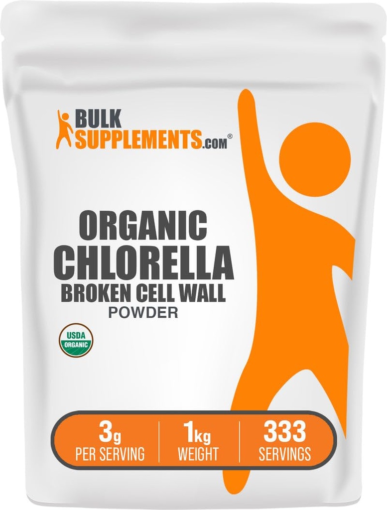 BulkSupplements.com Organski klorid v prahu - zdrobljena celična stena, zelena superživila v prahu, dodatek klorola - Gluten prost, 3g na serviranje, 1kg (2,2 lbs) (paka po 1)