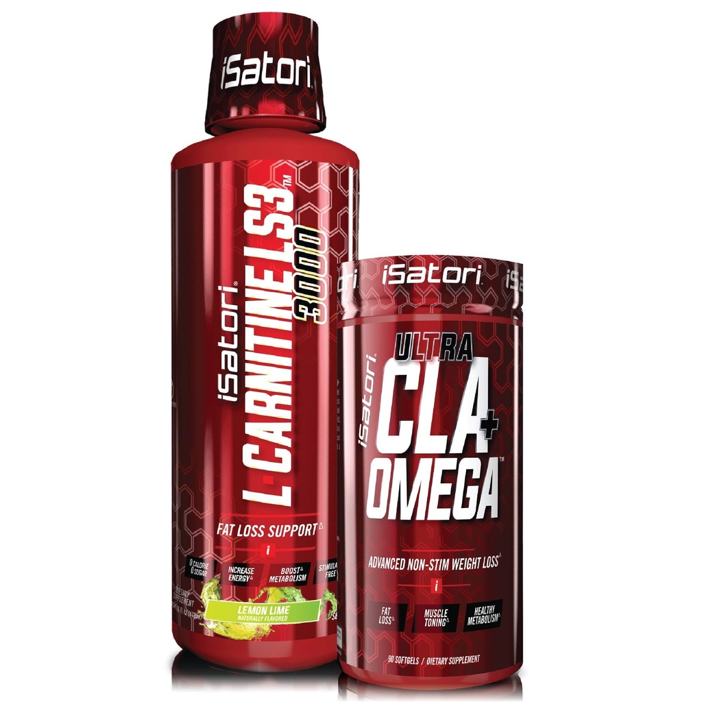 iSatori L-Carnitine LS3 limona Limete 3000mg (32 Servinges) & iSatori Ultra CLA (90 Softgels)