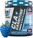 BPI Sports CLA+Carnitine – CLA L Carnitine & Linoleična kislina – L Carnitine Dodatek za hujšanje, Presnova & Lean Muscle – Kofein Free – Modra malina – 50 Servings – 12.34 oz