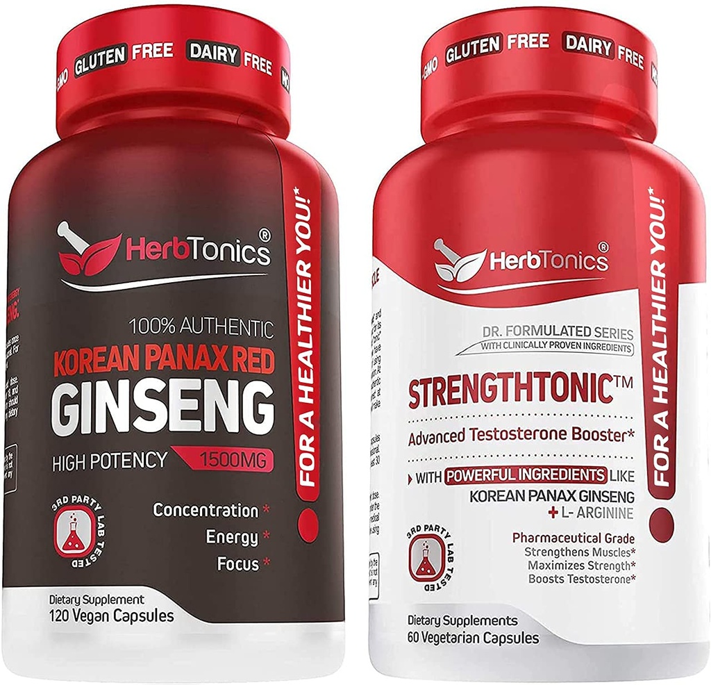 Herbotonics Korejski Panax Red Ginseng in Krepitantni testosteron Booster za moške