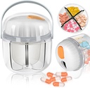 Tablete Box, Tablete Organizator za potovanja Cute Medicine Organizator NO-BPA Vlažilni dokaz Medicina Vsebnik za vitamine, ribje olje, Dodatki (bela)