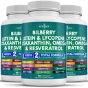 NOVA AGE Eye Health Vitamini z borovnico Lutein & Zeaksantin Lycopen Resveratrol Grozdni semenski ekstrakt Astaksantin - Eye Vitamin - 180 Count