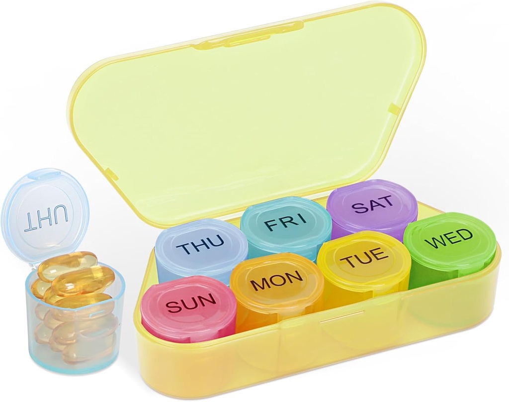 NatureTouch Tedenske tablete Organizator, BPA Free Medicine Organizator Rainbow 11 dan tablete Box, Dnevni prenosljiv tablete Container za tablete/vitamin/ribje olje/dodatki [zadnja različica],Yellow