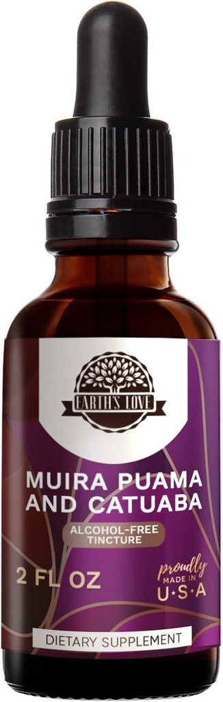 Zemeljska ljubezen - Muira Puama in Catuaba Alkohol-free Herbal Extract Tinktura, super koncentrirana (Ptychopetalum Olacoides in Trichilia catigua, Erythroxylum vacciniifolium) Suhi zelišči (2 Fl Oz)