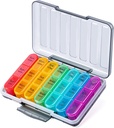 Organizator tablete Odaro 3 krat na dan - Prenosni tedenski Medicine Box s 7 ločenimi zabojniki, Potujte 7 dan Tablete Box, črna