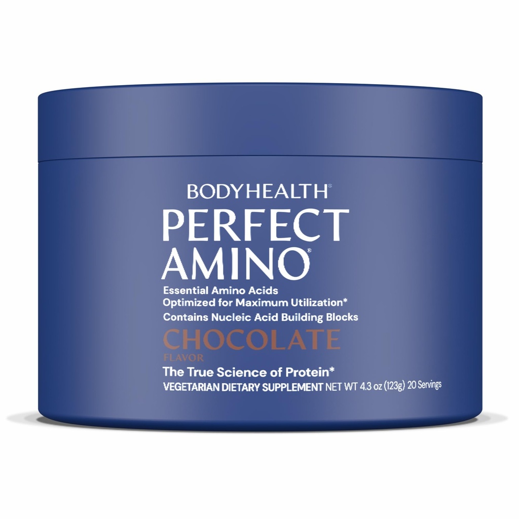 BodyHealth PerfectAmino Powder - BCAA in EAA Powder for Pre and Post Workout - Aminokislinski energijski napitek za moške in ženske za podporo mišicam in regeneraciji - čokolada - 20 postrežb