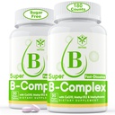 Brez sladkorja Vitamin B Kompleks z metil B12, metilFolate, B6, B1, B2, B3, hitro Raztapljanje Zelo biološko razpoložljiv Metilirani B Kompleksni dodatek za energijske ravni, nevronski sistem, Vegan, 180 Tablete