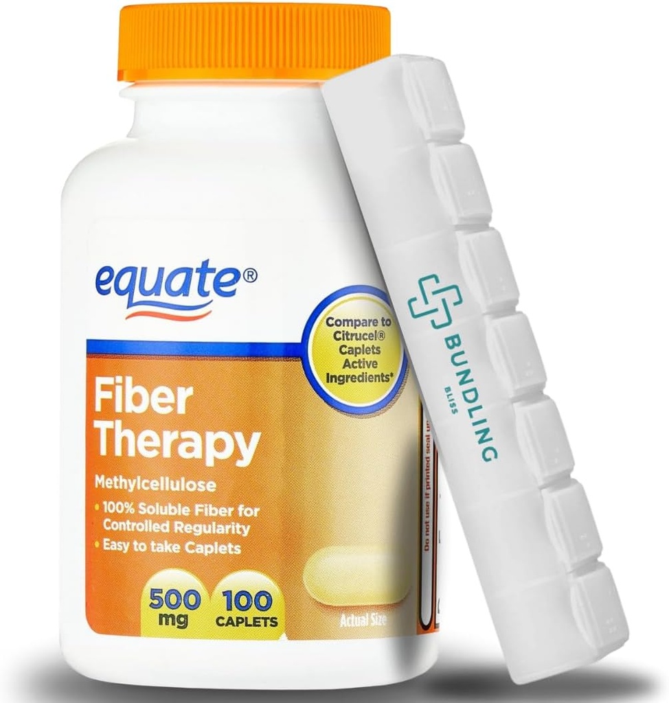 Equate Fiber terapija 500mg dodatek, 100 Število, 7 dan tablete Organizator vključen - 1 pakiranje
