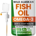 Omega 3 Ribje olje za pse in mačke - izdelano z divjim aljaškim lososovim oljem; Liquid Fish Oil dodatek za hišne ljubljenčke z Omega 3 EPA+DHA Maščobne kisline; prave sestavine, pravi okus — zaupa Vets!