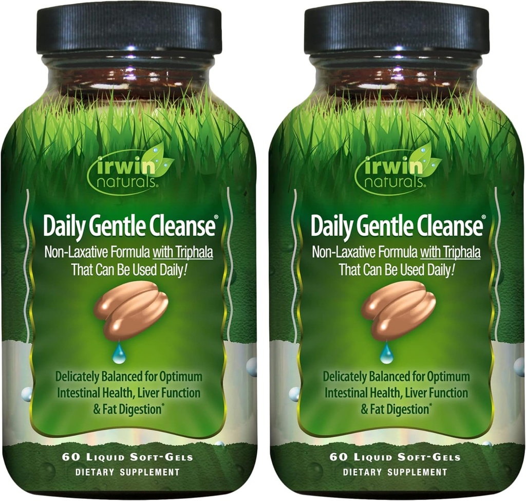 Irwin Naturals Daily Gentle Cleans - 60 Tekoči soft-Gels, Pack po 2 - Nelaksativna Formula s Trifala