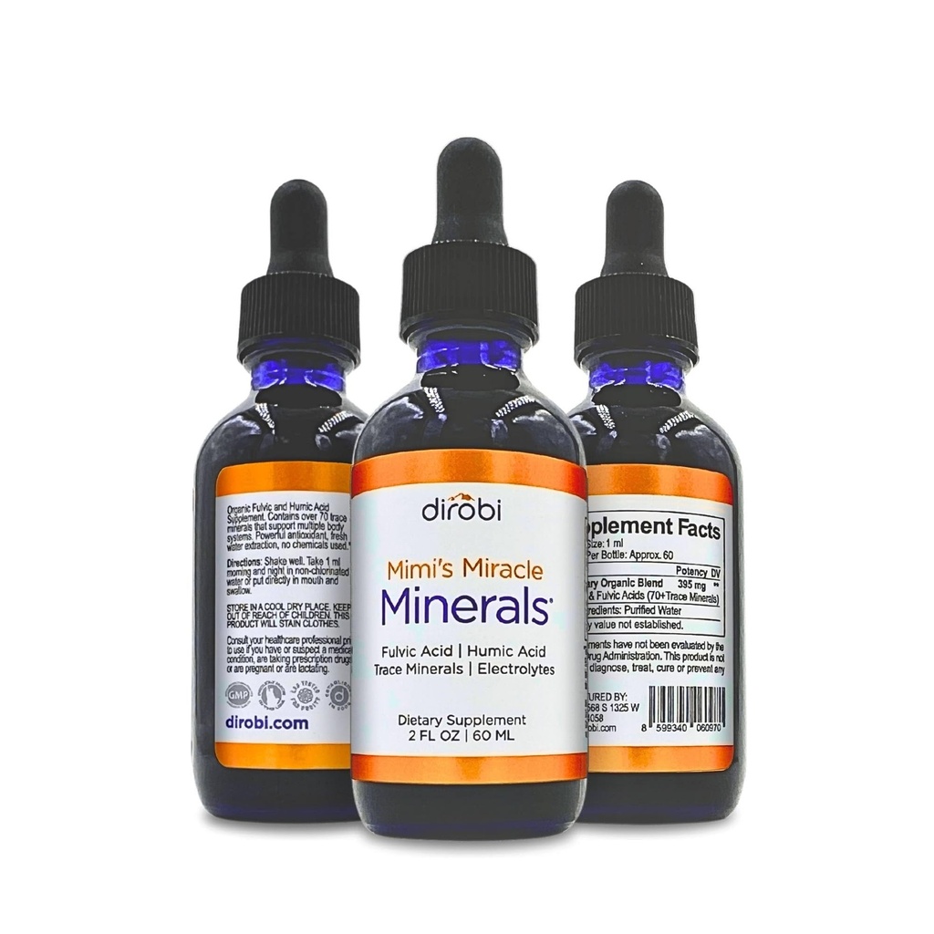 Dirobi Mimini čudežni minerali Fulvična kislina Humična kislina - mineralna mešanica kapljice dodatek, Tekoči sled Minerali 70 Ionski minerali - Organska rastlina dobavljena (2 oz 60 dan dobave)