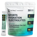 Dr. Berg Sports Hydration Elektrolites Powder w/Več Sol (Pink Himalajan) - 30 Keto Electrolytes Powder Packets w/a Slana malina & Lemon Flavor - Vključuje 1000mg kalija