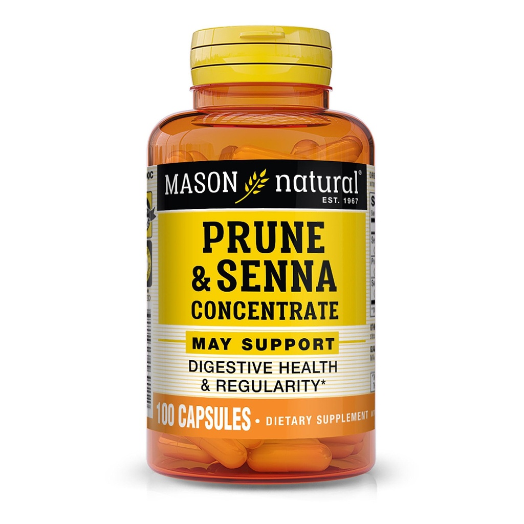 MASON NARAVNA Prune Senna koncentrat, naravna zelenjava Odvajalo za regularnost in podpira Bowel & Prebavne funkcije, 100 kapsul