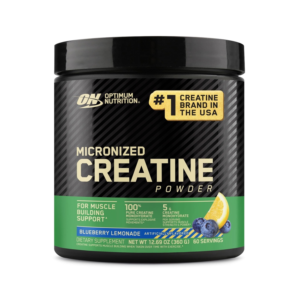 Optimalna prehrana Mikroniziran Kreatin monohidrat v prahu, borovničeva limonada Kreatin, 60 obrokov, 360 Gram (Packaging May Vary)