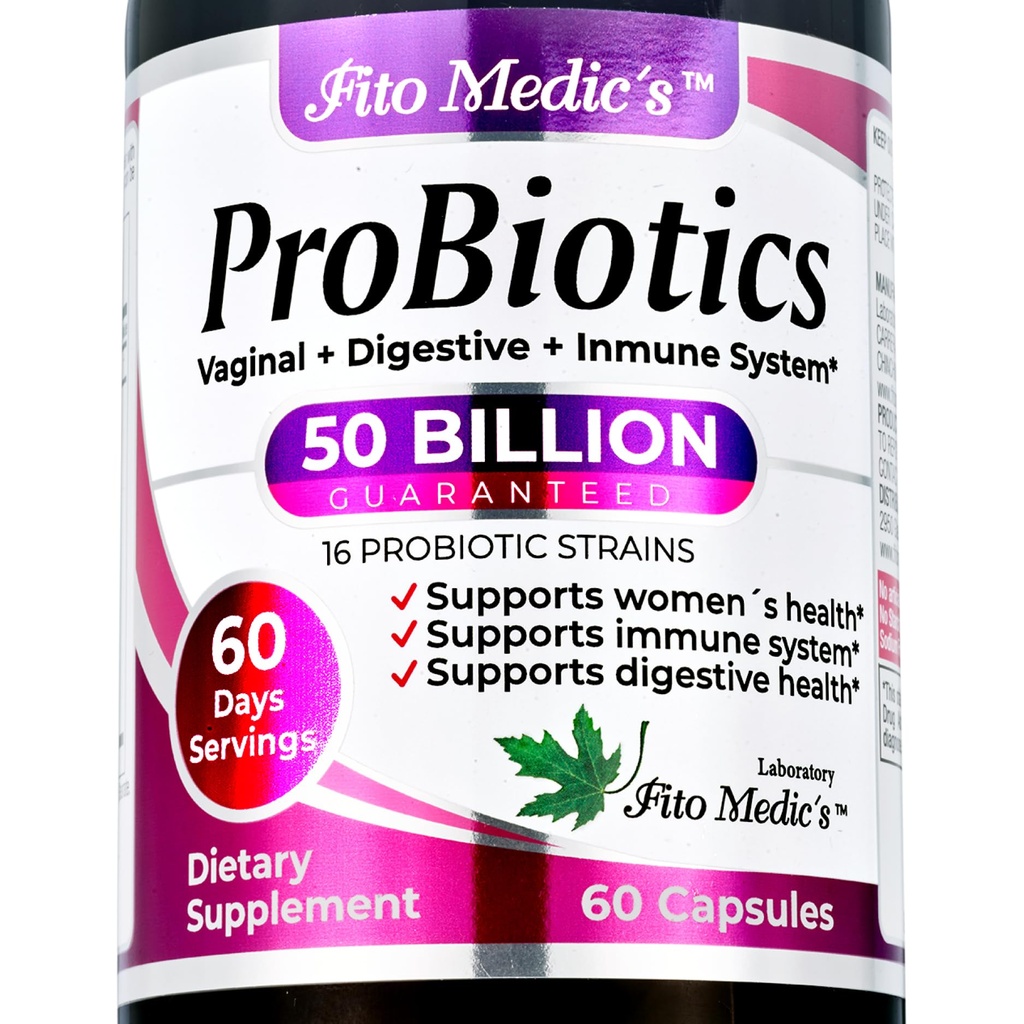 FITO MEDIC'S Lab - Probiotiki za ženske - 50 milijard CFU- probiotiki- 60 dni Servings s -probiotiki za digestivno zdravje- 16 - probiotik - mešanica. Spodbuja digestivno ravnovesje.