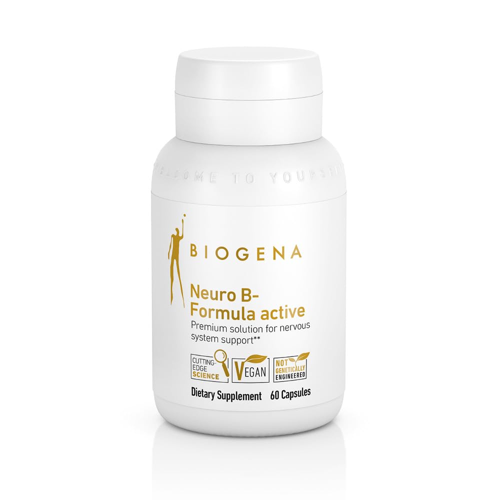 Biogena Vitamin B Kompleksne kapsule z vsemi 8 b-vitamini B1, B2, B6, B12, folat, niacin, biotin in pantotenska kislina za podporo Psihe in živčnega sistema** - Neuro B-formula Aktivno zlato