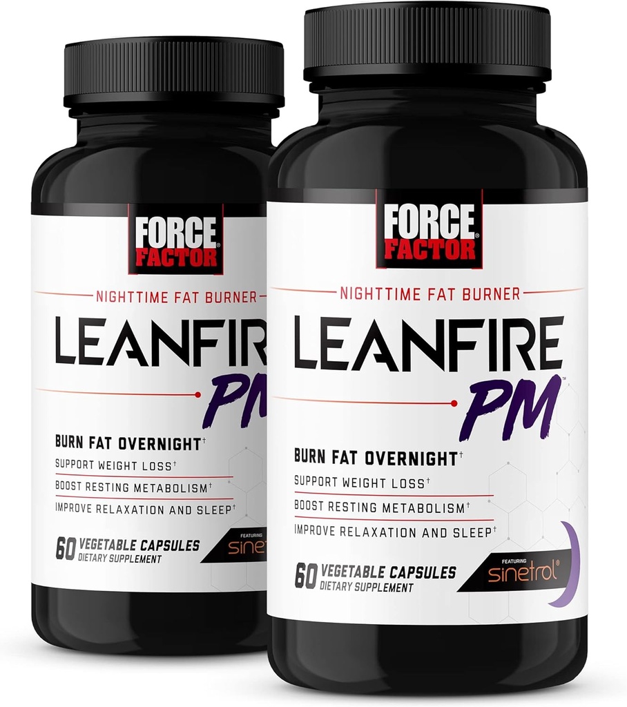 Sila Factor LeanFire PM, hujšanje tablete za ženske in moške, Fat Burner in čez noč hujšanje tablete za kurjenje maščobe, povečanje presnove, z Melatonin, 60 Število (Pack of 2)