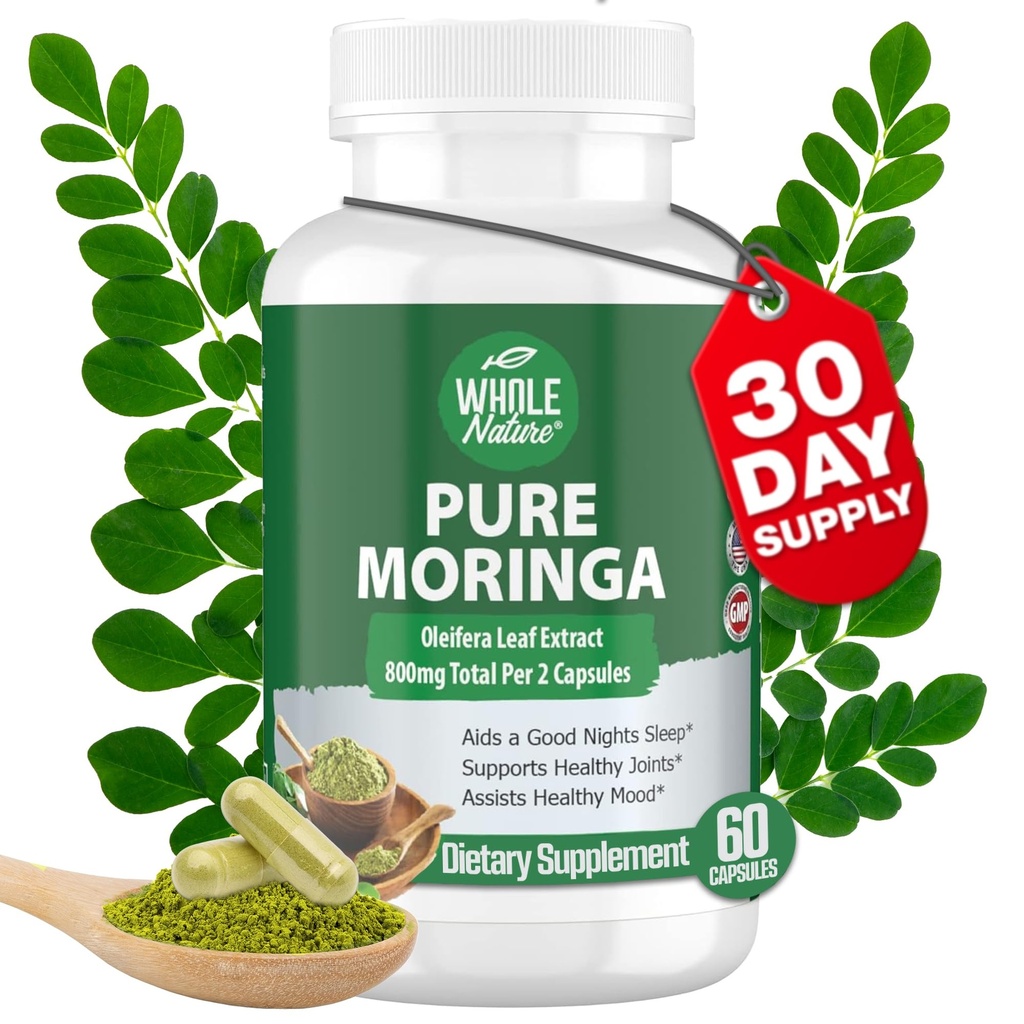 Moringa kapsule, 800mg Organic Moringa Oleifera Leaves Powder Superfood Greens Pure Moringa tablete je Veganska, ne-GMO energije povečanje in ohraniti zdravo dopolnilo