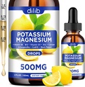 Kalijev magnezijev citrat dodatek, Tekoči magnezijev citrat kapljice 500mg z Ashwagandha, kalcij, cink, vitamin D3, B6, B12, CoQ10 - Vegan 2 fl oz limonska aroma