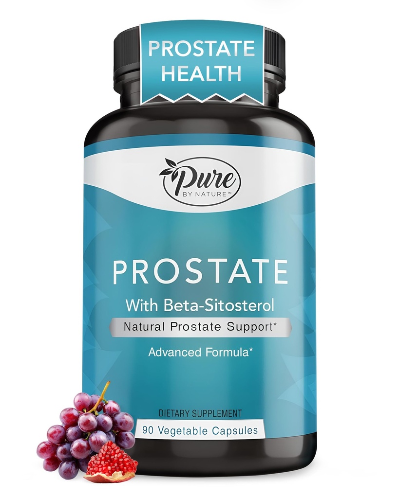 Pure By Nature prostate dodatek za moške, Beta sitosterol prostate dodatek za zdravje z cinkom za urein Tract podporo, Umivanje pogosto uriniranje in izboljšano spanje, Gluten-free, Non-GMO 90 kapsule