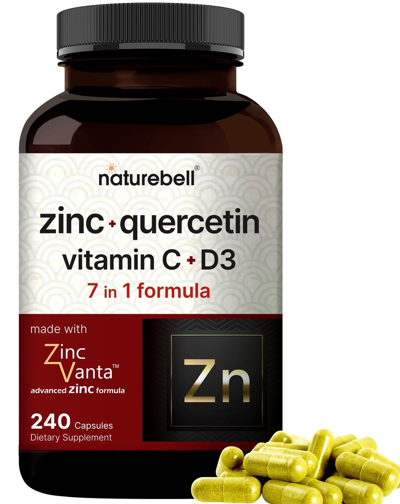 NatureBell Cink Quercetin z vitaminom C & D3, 240 Kapsule 