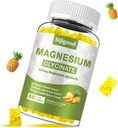 Magnezij Glycinate Gumies 600mg, Relaxation & Zzz Podpora, Magnezij Kalij dodatek za odrasle in otroke brez sladkorja, vitamin C, B6 in CoQ10 Ananas Flavor, 60 Count