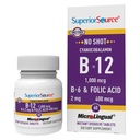 Superior vir No Shot Vitamin B-12 Cianokobalamin 1000 mcg, B-6, Folna kislina 400 mcg - Podpora zdravju možganov in srca - Aids Naravne energijske ravni - 60 Podjezične tablete za raztapljanje
