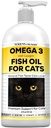 Nodens Naravno ribje olje za mačke Skin & Coat - 100% Pure Omega 3 Ribje olje za prhljaj & Hairballs - Cat Vitamini in dodatki Ribje olje tekočine za skupno vnetje, Imunska podpora & Prebava