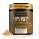 PaleoPro Cone Broth Kolagen Protein Powder - Kurkuma korenska trava-Fed Kolagen Prašek za kožo in kosti - Gluten brez sladkorja, brez sladkorja, soje, zrnca, neto ogljikovih hidratov - Paleo Keto prijazno 20 Služi Azteka Vanilla
