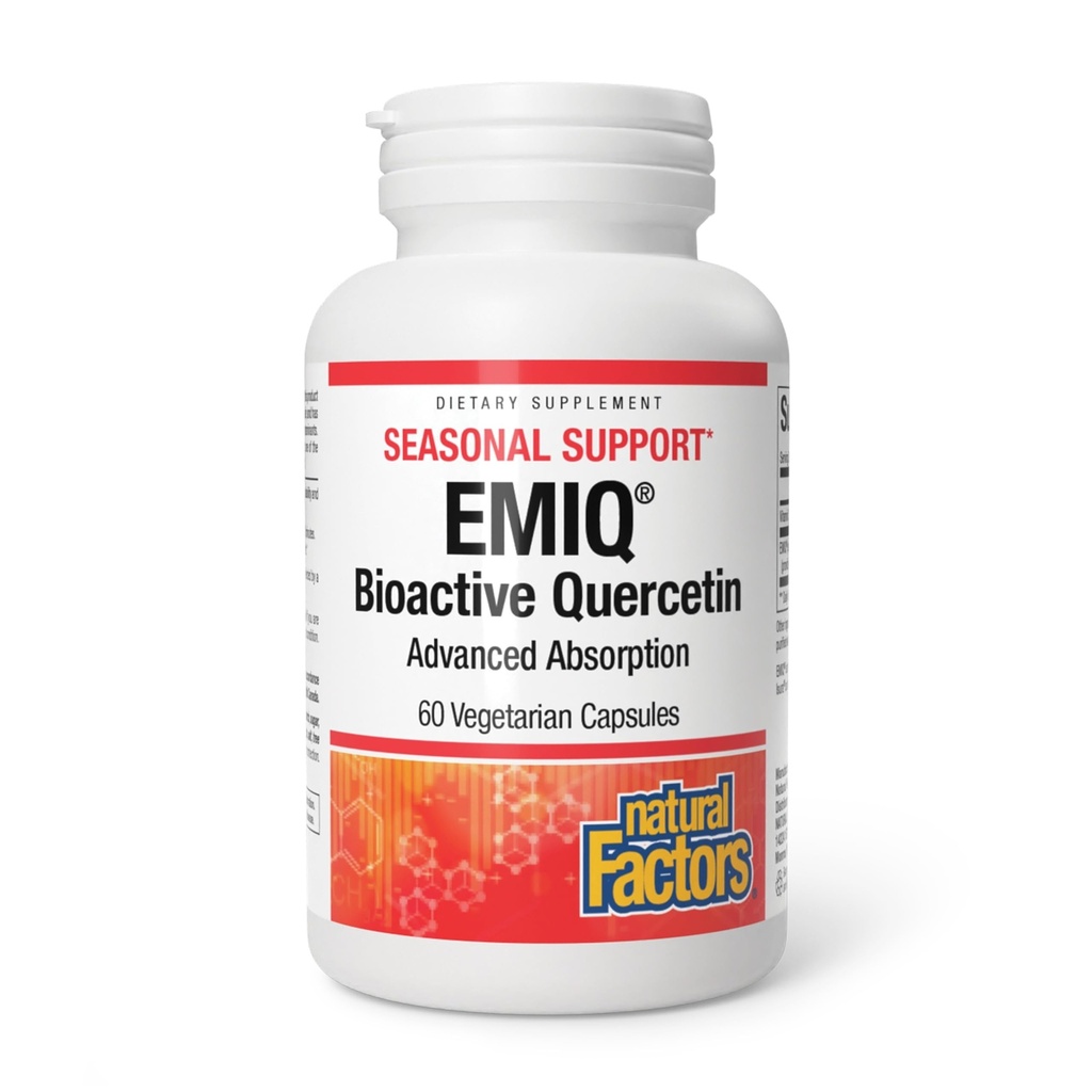 Natural Factors Bioactive Quercetin EMIQ - Immunity Support Supplement with Vitamin C - Quercetin for Upper Respiratory & Heart Health - 60 Vegetarian Capsules (60 Servings)